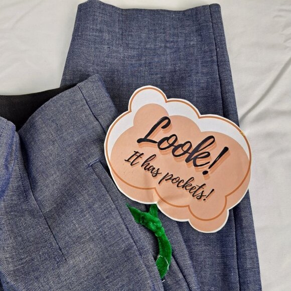 Express Size Small Blue Ankle High Rise Pant Elastic Waistband Pockets NWOT - Picture 3 of 10